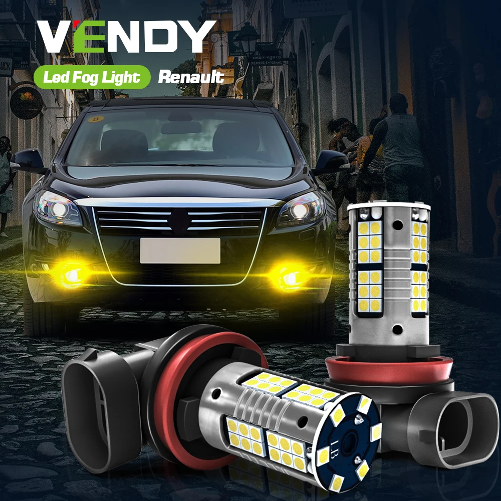 2x светодиодная противотуманная лампа H8 H11 H16 для Renault Clio 2 3 4 Duster Espace Fluence Kangoo Koleos 1