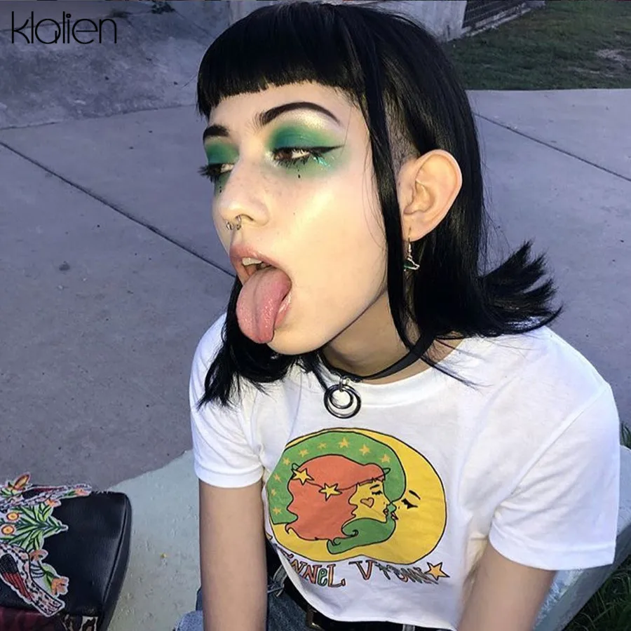 Женская футболка с коротким рукавом kalien Повседневная Свободная круглым вырезом