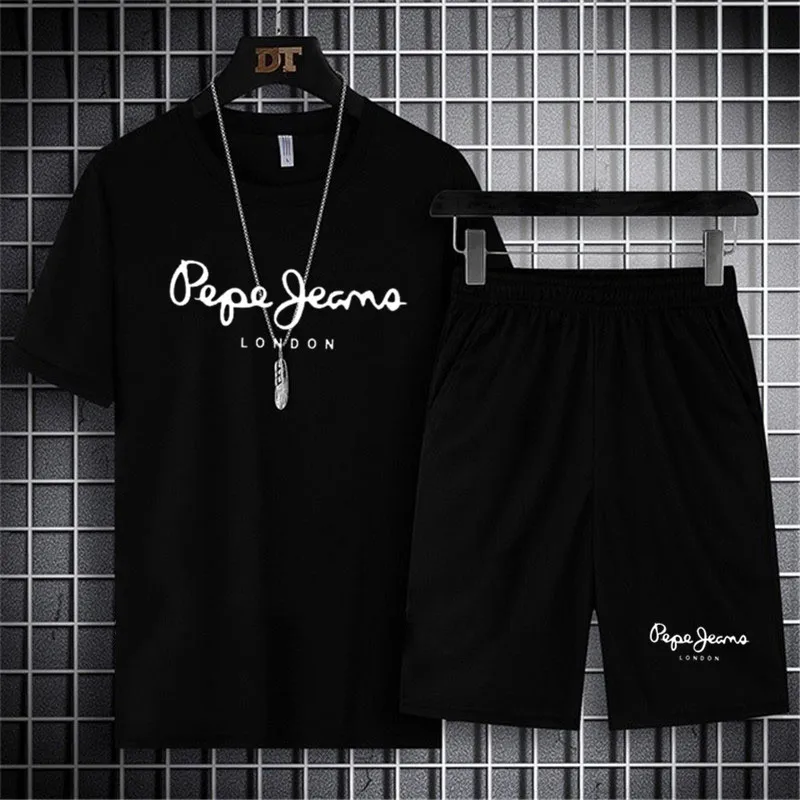 Костюм спортивный Мужской Быстросохнущий из футболки с коротким рукавом и