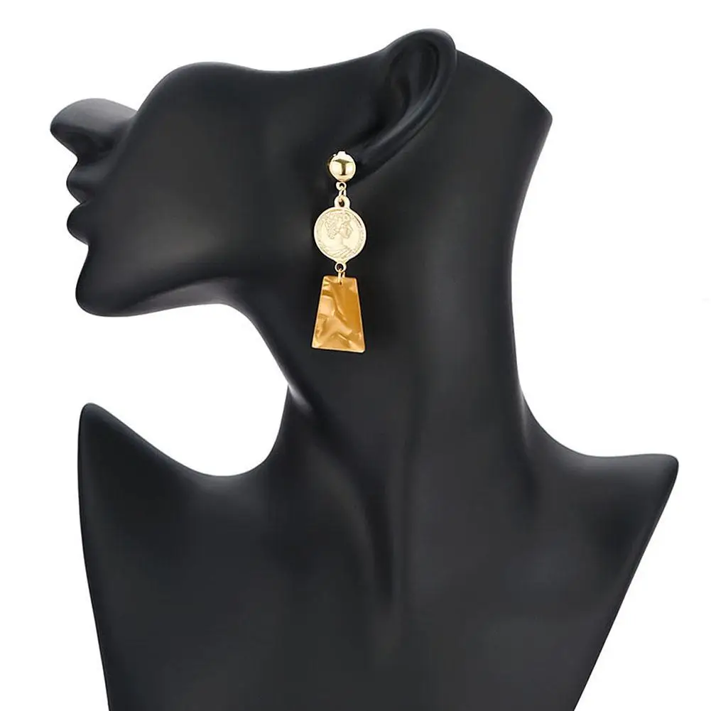 

Women Asymmetric Geometric Coin Circle Pendant Alloy Earrings Party Jewelry