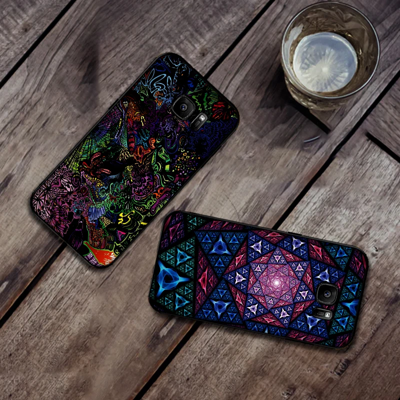 Luxury Black Case For Samsung A3 4 5 6 plus A8 9 A10 A20 30 A40 50 A60 A70 2017 M40 J6 Cover Art color illusion graffiti | Мобильные
