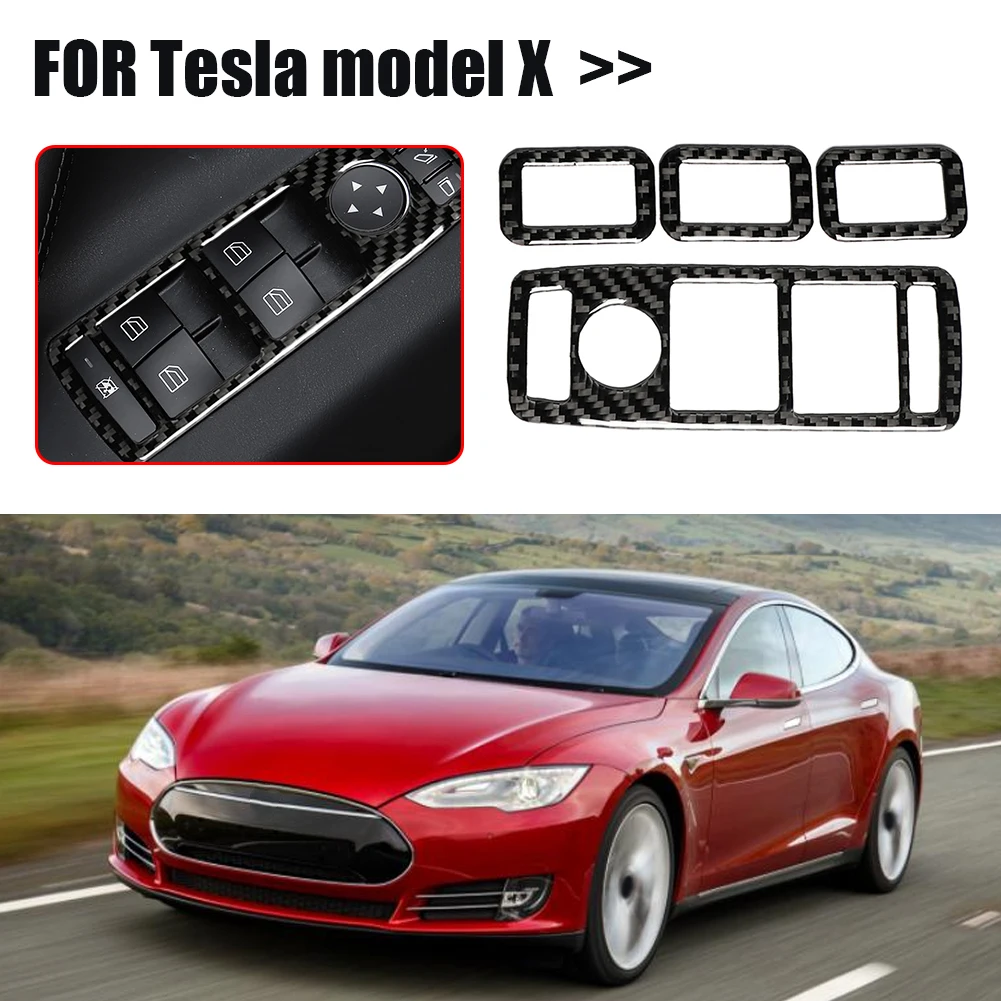 

4pcs Car Trim Stickers Window Glass Lifter Control Switch Cover for Tesla Model X Auto Interior Automotive Interior Stickers