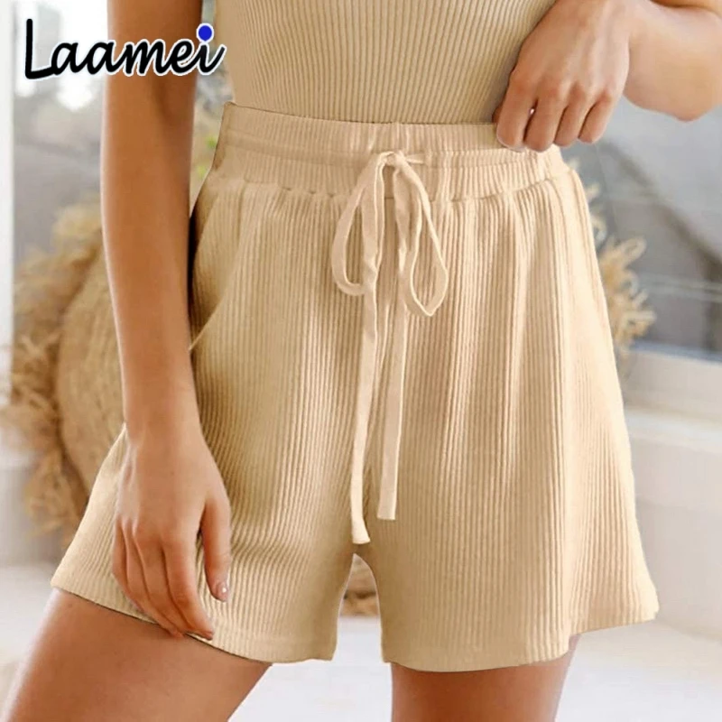 

Laamei Shorts Women Summer Solid Ice-silk Drape High Waist Shorts Loose Korean-style Casual All-match Wide-leg Students Ulzzang