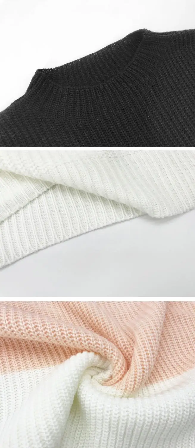 

Autumn Winter Women O-Neck Long Sleeve Slim Sweater Fashion Casual Patchwork Pullover Tops Female Warm Thick Sweater 2020 New