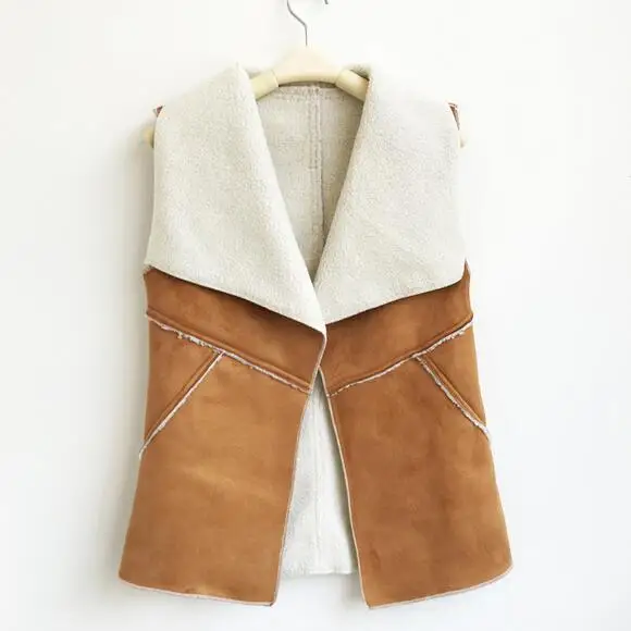 2020 осенне зимний женский замшевый жилет из искусственного меха Женская Осенняя