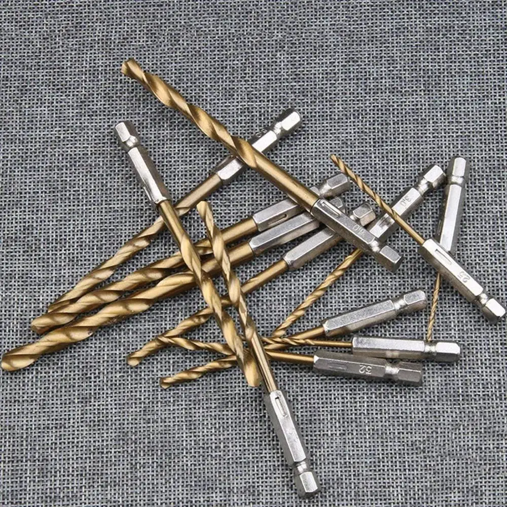 13pcs Hex Handle Plastic Box Set Twist Drill Longer life Durability 1.5-6.5mm Multi-functional Gold Hard Steel HSS