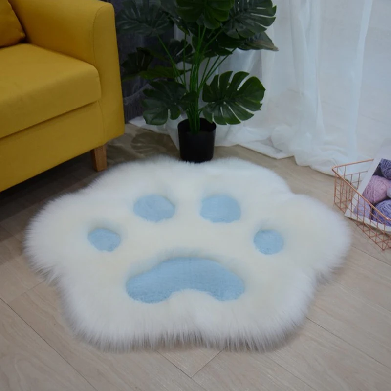 

Cute Cat Paw Pattern Soft Plush Carpet Home Sofa Coffee Table Floor Mat Bedroom Bedside Plush Carpet Non-slip Shaggy Cat Paw Rug