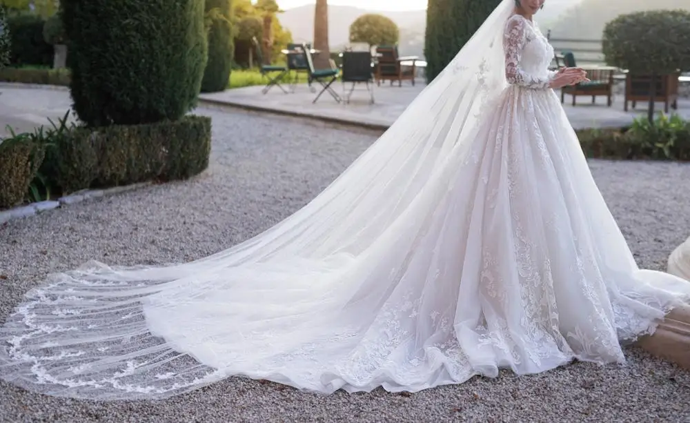 Vestido De Noiva 2020 свадебное платье с длинными рукавами роскошное из тюля аппликацией и