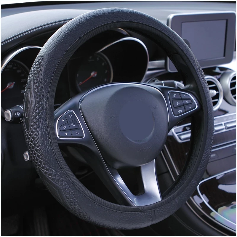 

Car Steering Wheel Cover Leather Without Inner Ring Universal Funda Volante Coche Elastic Accessories Interior Volante Esportivo