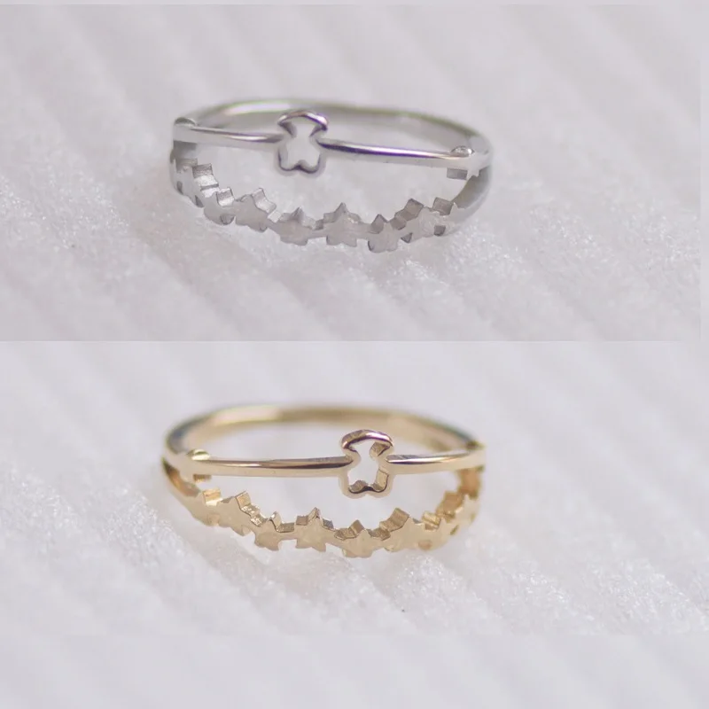 

Hollowed Ring Gold Color Ring 1 PCS Stainless Steel BEAR jewelry Fashion Jewelry Top-grade Plated Factory Price wholesale