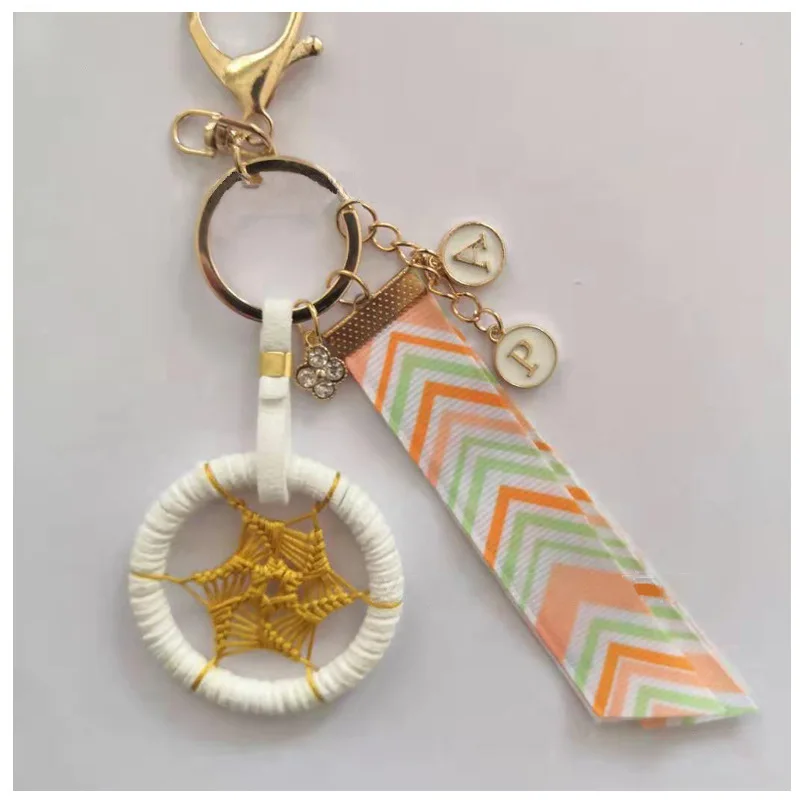 

New Fashion Summer Dream Catcher Key Chain Girls Bag Hanging Ornaments Handwoven Net Keychain Delicacy Keyring Gift