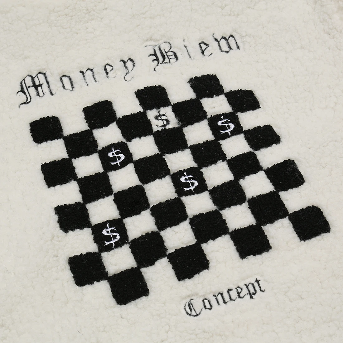 ATSUNSET Dollar Checkerboard Lambswool Hooded Cotton Coat Thick Warm Harajuku Winter Jacket High Street Couple Streetwear