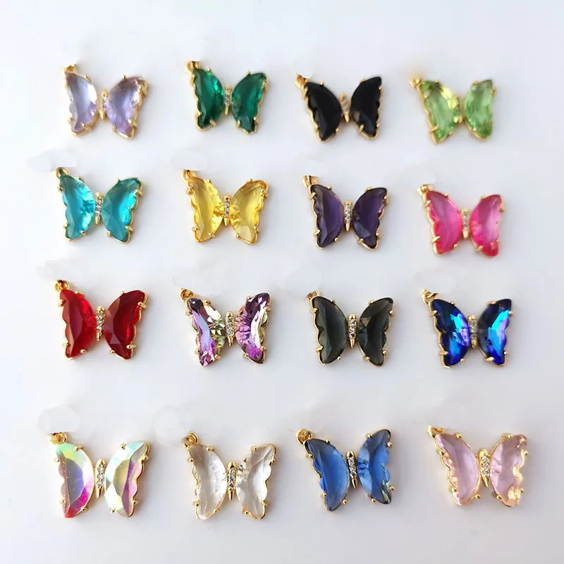 

10Pcs butterfly shape Elegant Transparent glass crystal connector Bracelets For Women Adjustable chain bangle Jewelry Gift BG338