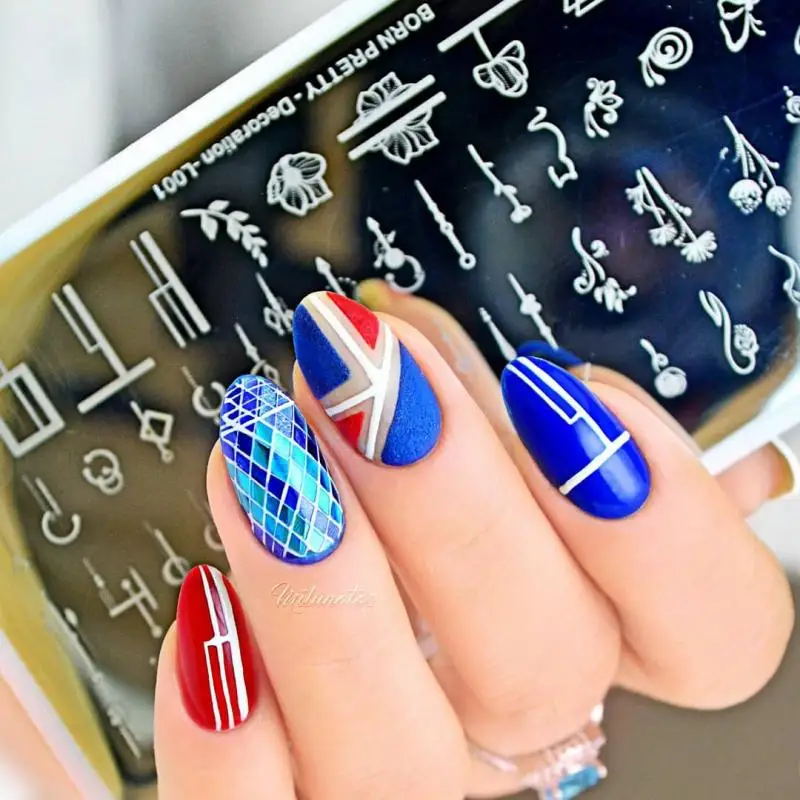 BORN PRETTY цветочное украшение прямоугольная пластина для стемпинга декоративная