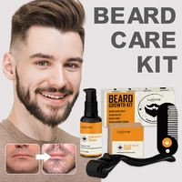 4pcs beard growth kit beard care with beard growth serum cleaning soap roller and comb beard grooming kit perfect gift