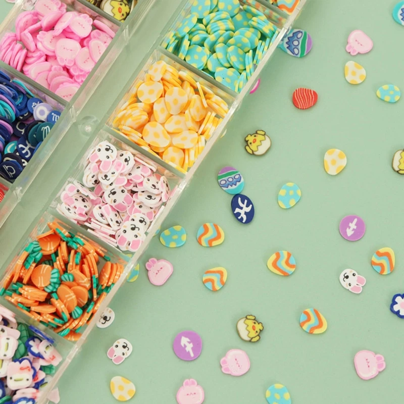 

12 Grids Soft Polymer Clay Mini Rabbit Carrot Egg Flower Resin Fillings Glitter Epoxy DIY Resin Jewelry Fillers Crafts