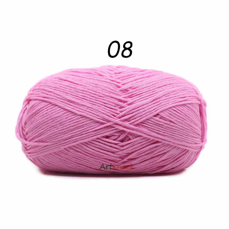 08 1PC 50 г хлопковая пряжа Органическая пряжа для вязания вязанных свитеров носки 24 цвета крючком иглы № 2 - Цвет: 08 1PC