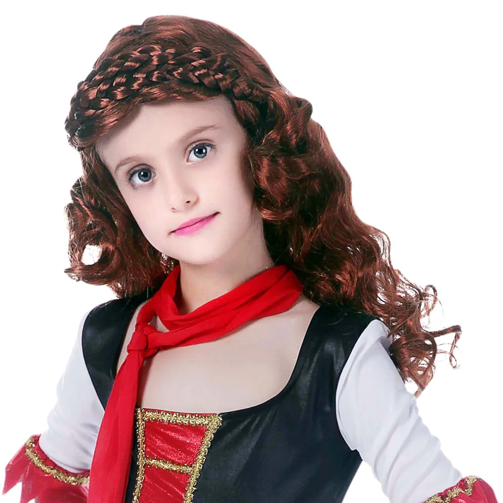 21 &quotсинтетический кудрявый Косплей парики с плетеной челкой черный коричневый