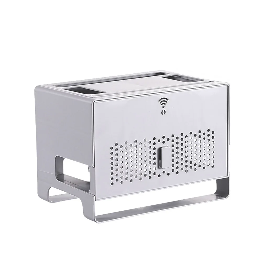 

WiFi Router Storage Box Double Layers Set-top Box Power Strips Power Cord Management Container Wall Hanging Plug Board Bracket