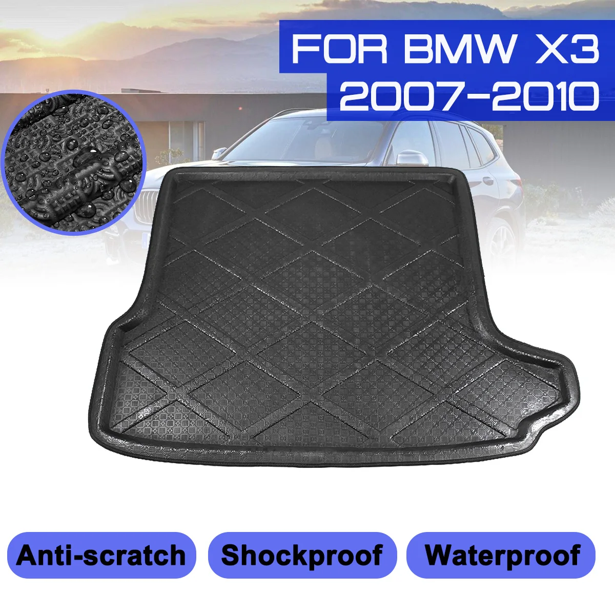 

Для BMW X3, 2007, 2008, 2009, 2010, коврик для багажника автомобиля, водонепроницаемые напольные коврики, ковер, антигрязевой поднос, подкладка для груза