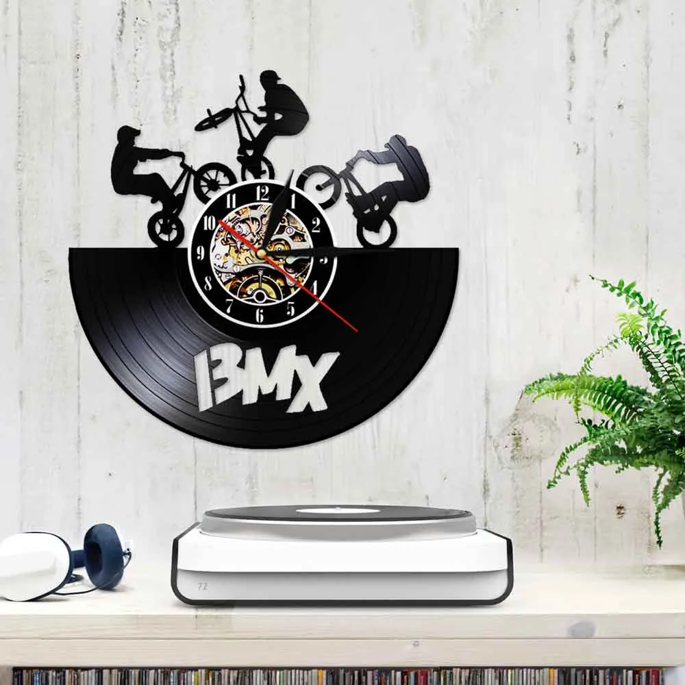 Винтажные светодиодсветодиодный настенные часы BMX для езды на велосипеде