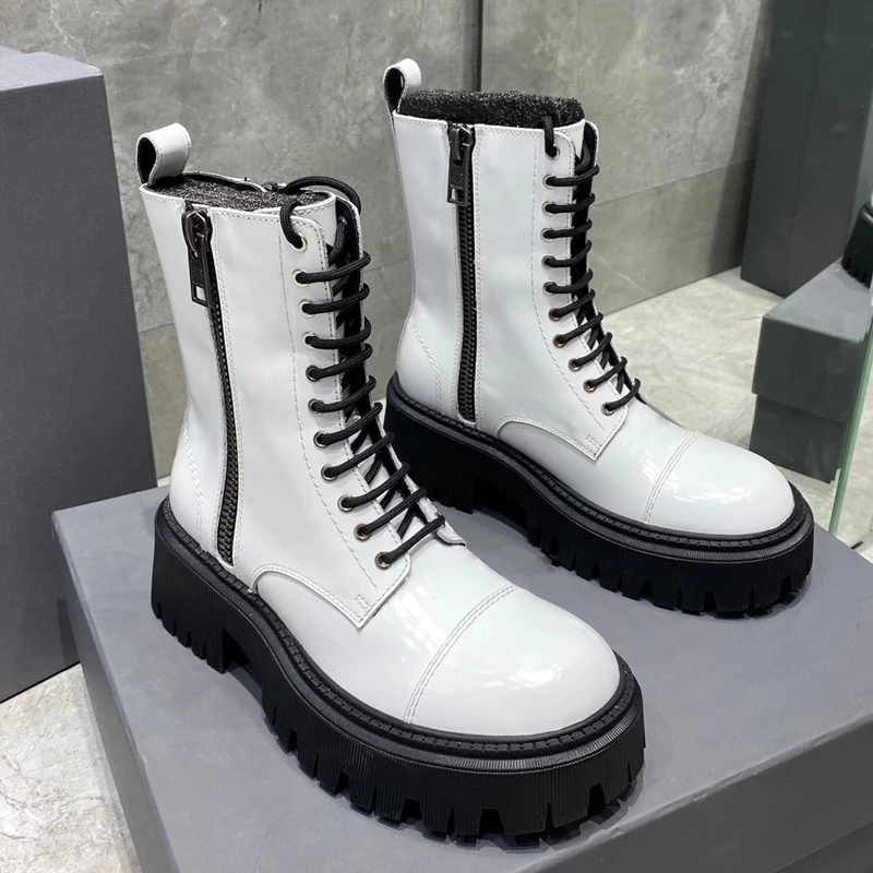 

Женские ботильоны из натуральной кожи, модная теплая обувь на платформе, на высоком каблуке, Повседневная зимняя обувь, большой размер