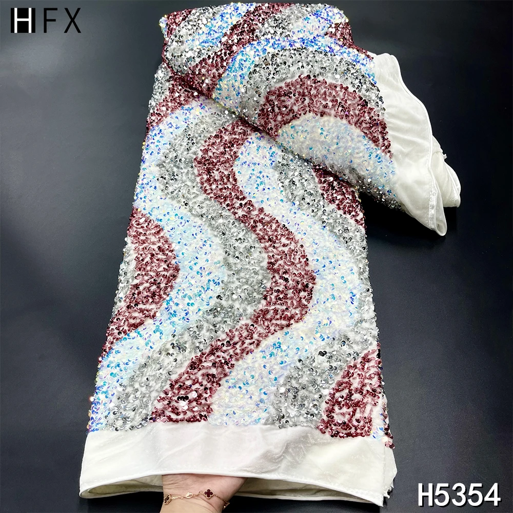 HFX белая африканская бархатная кружевная ткань с блестками 2021 вышивка