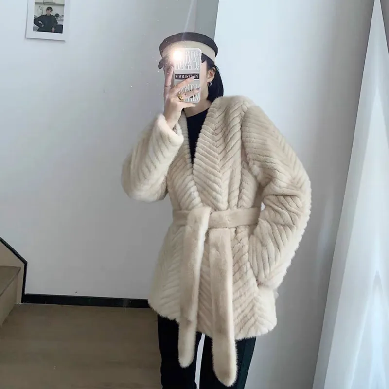 

High-end Luxury Imitation Mink Leather Series Fashion Velvet Fur One Imitation Mink Coat Jacket Fur Coat Women