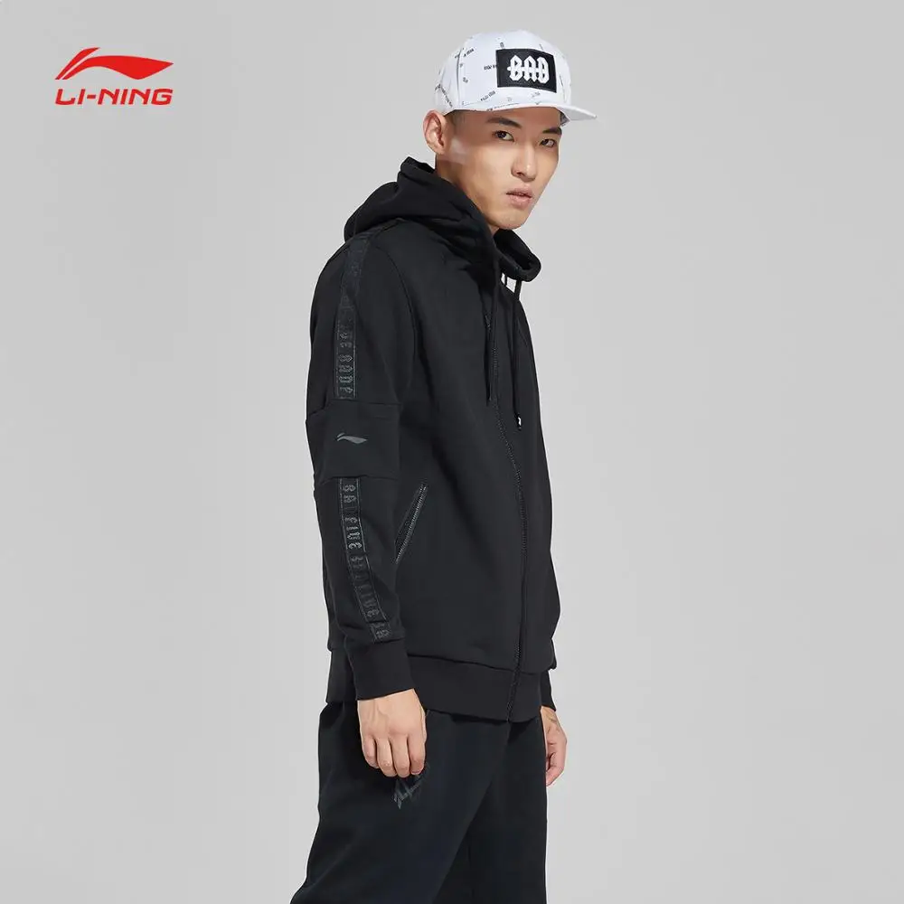 Li-Ning мужская толстовка с капюшоном для баскетбола серии BAD FIVE, 84% хлопок, 16% полиэстер, пальто с капюшоном, спортивная куртка с подкладкой AWDN331 MWW1425