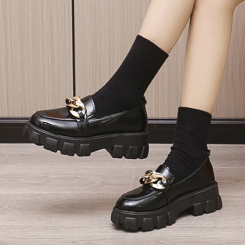 

Туфли женские из лакированной кожи, без застежки, повседневная обувь на низком каблуке, 2021