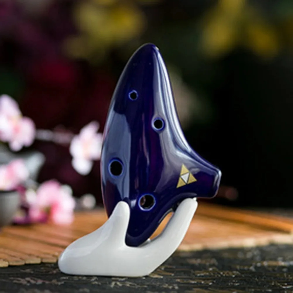 

6-Hole 12-Hole White Ocarina Perfect Collector Ceramic Hand Stand Base Ocarina Holder For Music Lovers Art Ornaments