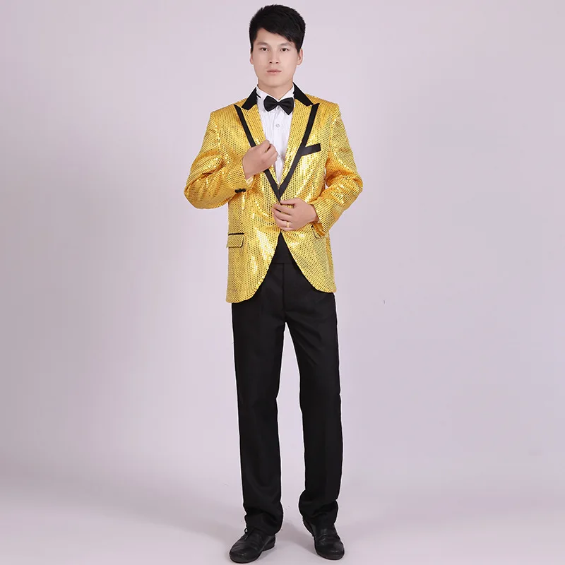 Man sequins suit costume party costumes dress man jackets singer singing dance clothes | Мужская одежда