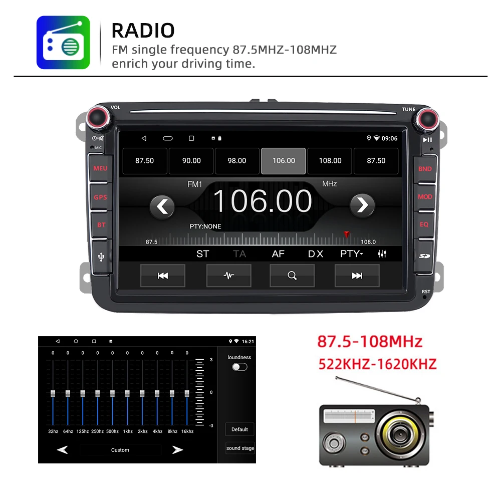 peerce 2 din apple carplay car radio android auto stereo receiver for volkswagen vw passat b6 touran golf polo free global shipping