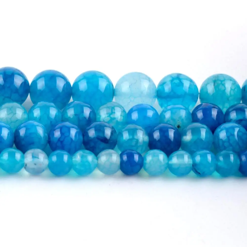 Натуральный камень Небесно-Голубой треснувший Агаты &quotвены дракона&quot бусины