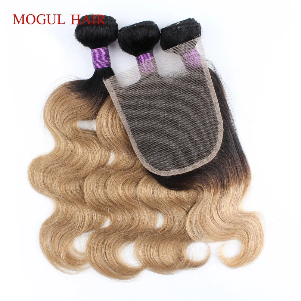 3 пряди волос Mogul с застежкой 200 г/компл. Омбре медовый блонд 1B 27 волнистые волосы 22