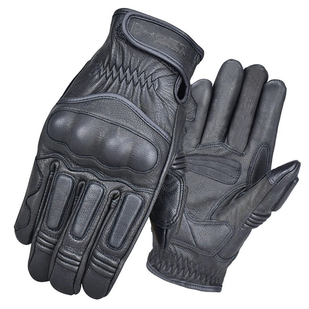 

GHOST RACING Retro Motorcycle Gloves Breathable Leather Guantes Moto Men Motocross Gloves Touch Screen Luvas Da Motocicleta