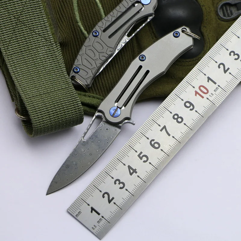 LOVOCOO мини Dack нож TC4 титановая ручка с рисунком стальной брелок Портативный