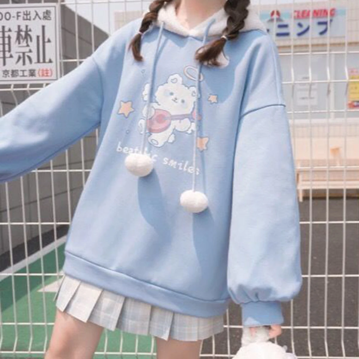 

Толстовка женская с капюшоном и длинным рукавом, в стиле Харадзюку