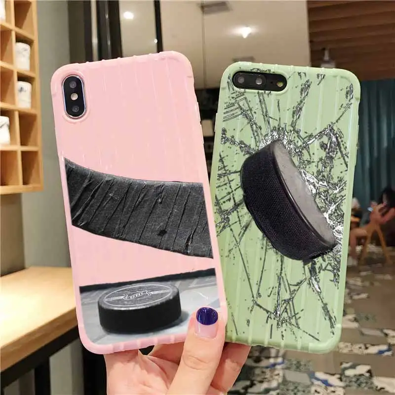 Hockey Trolley Suitcase Texture Phone Case IPhone 11 Pro Max X XS MAX 8 7 6S Plus Cute Candy Color Casing | Мобильные телефоны и