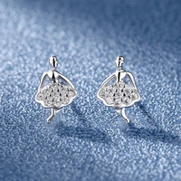mini princess short earrings cute girl fashion creative classic skirt jewelry sterling silver ladies earrings