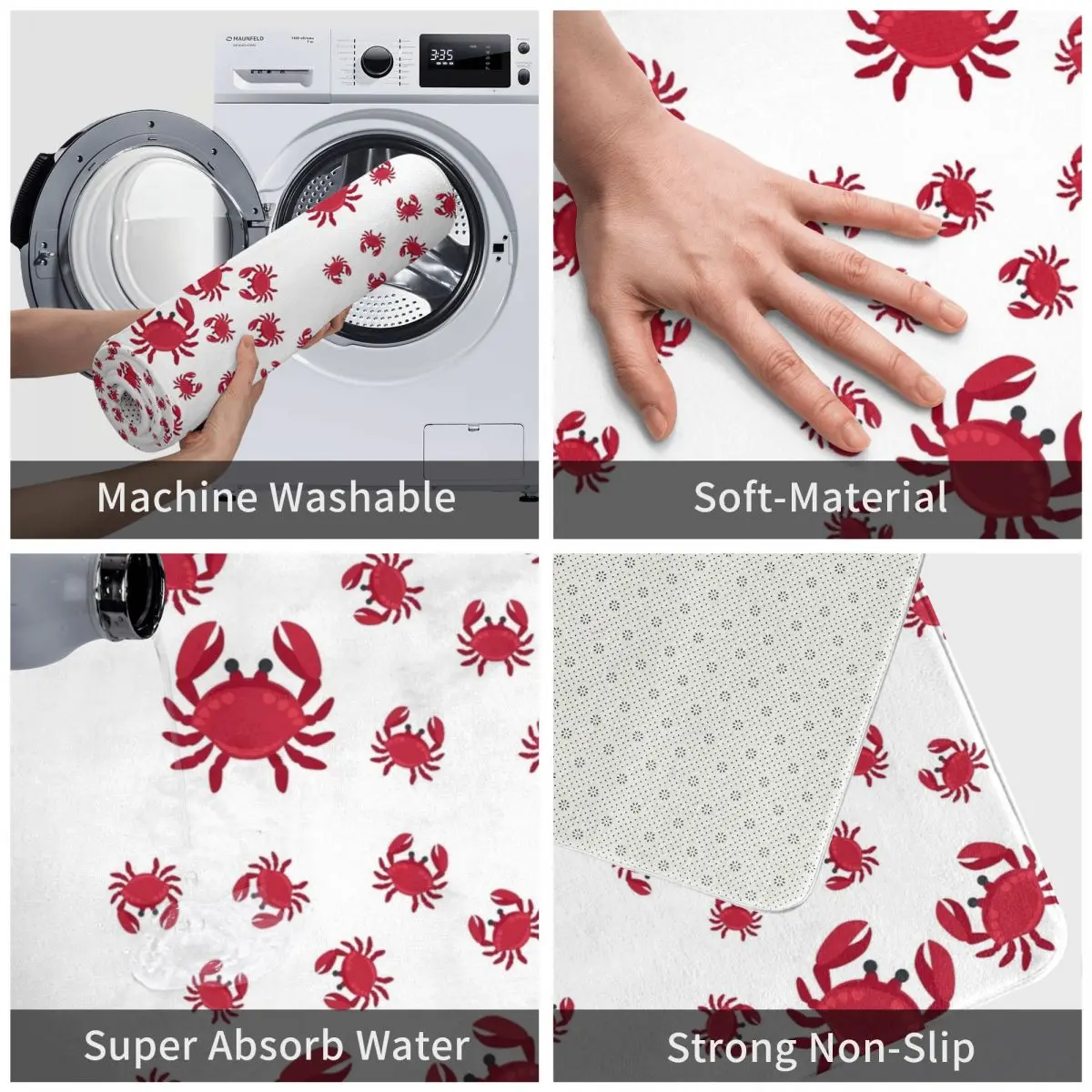 Коврик для ног из крабов и полиэстера нескользящий водостойкий маслостойкий |