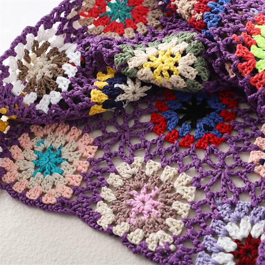 Бохо Ретро ручной работы вязаные крючком Топы Женская Летняя Открытая