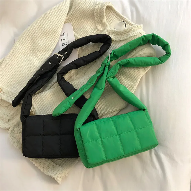 

Ladies Messenger Bag Down Bag Sponge Pillow Bag Winter Women's Space Cotton Sqare Check Shoulder Bag Handbag Crossbody Bag