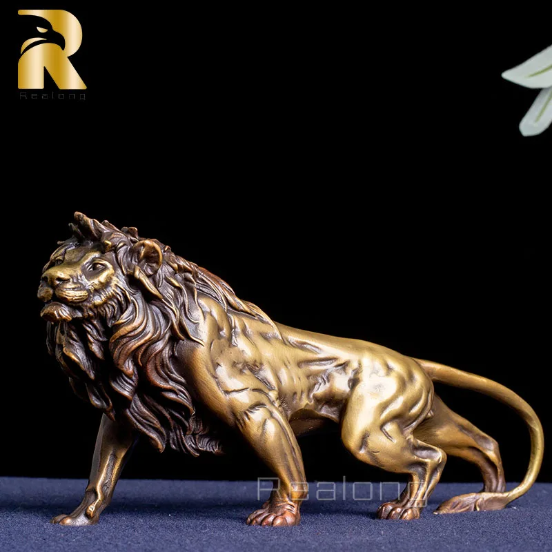 

Pure Bronze Lion Statue Bronze Lion Sculpture Bronze Casting Animals Art Lions Crafts For Home Decor Gifts Elegant Ornament