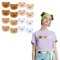 bear embroidery patch cute cartoon towel embroidered yarn embroidered bear head tricolor down jacket hole patch sticker diy