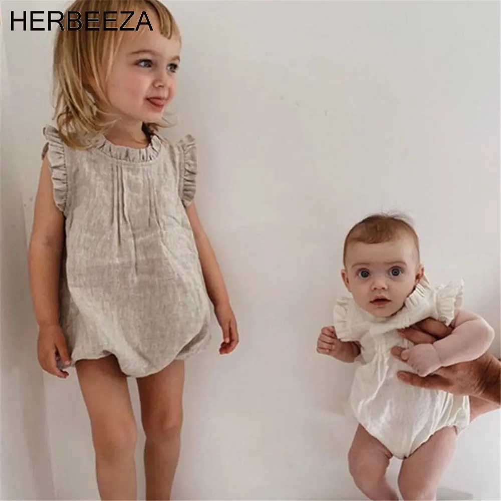 

Комбинезон льняной однотонный с длинным рукавом, на 0-18 месяцев