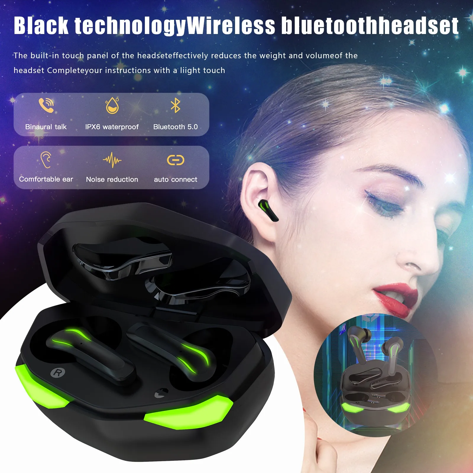 

D17 T-ws In-ear Wireless Bluetooth-compatible Headphone Noise Reduction No Delay Gaming Wireless Earbuds Headset 2021 New