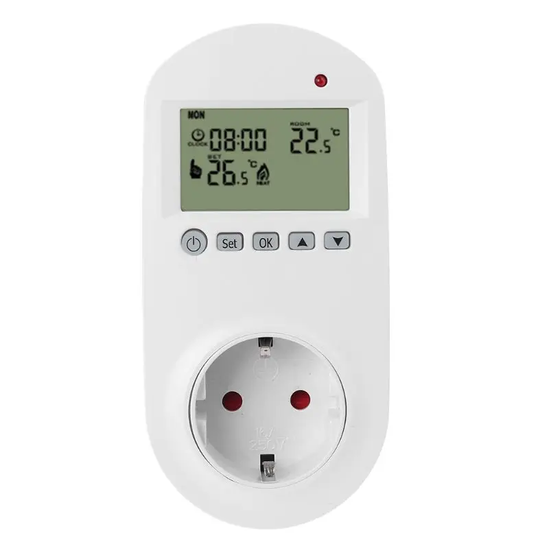 

Programmable Plug in Thermostat EU Socket 16A Electric Heating Underfloor Room Temperature Controller