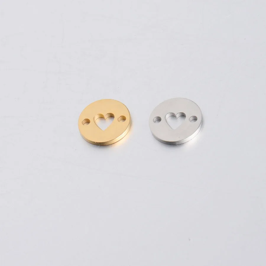 

5pcs 10mm Material Mirror Connector Hearts Classic for necklace Diy Jewelry Making Accessories Gold/steel Color Stainless Steel