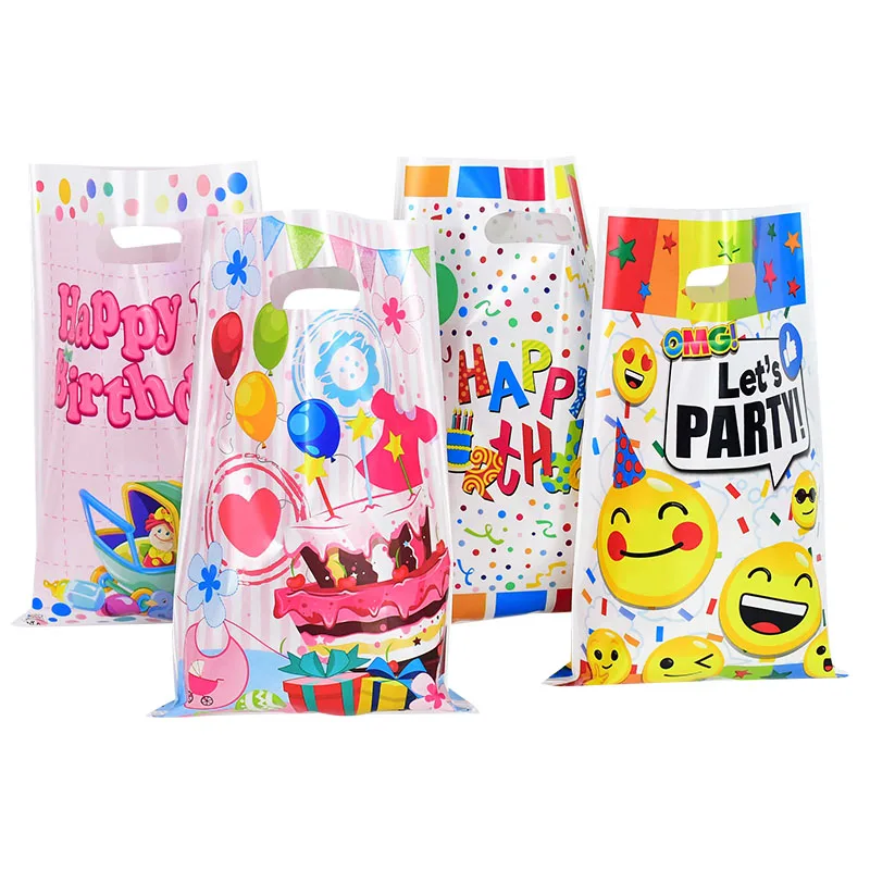

20pcs Birthday Gift Bags Portable Printed PVC Bag for Kids 1st Birthday Prince Princess Baby Shower Party Supplies Loot Bags